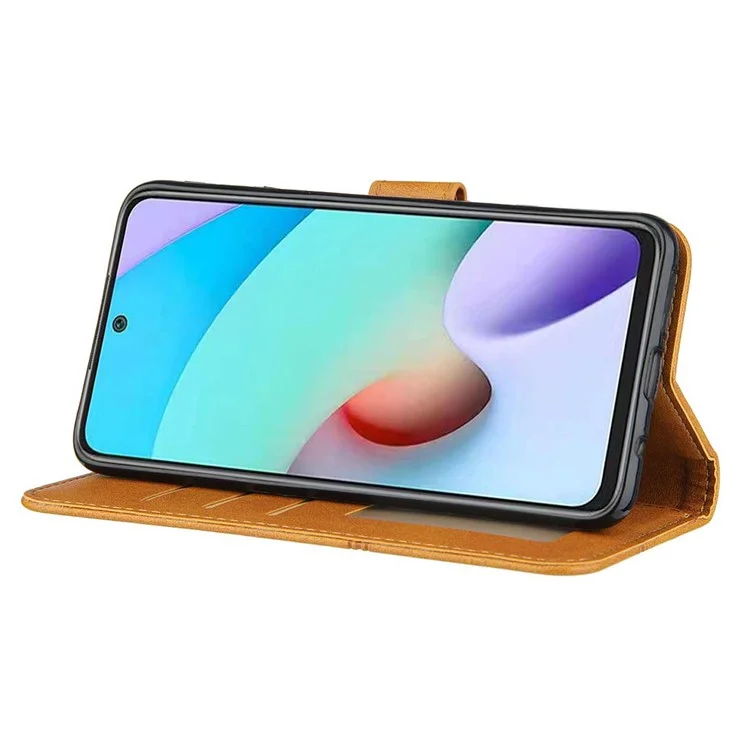 Lines Ammium PU PU Leder Brieftasche Ständer Flip Protective Phone Hülle Mit Handgelenkriemen Für Xiaomi Redmi Note 11 4G (mediatek)/10 4G (2021)/10 2022 4G/10 Prime - Gelb