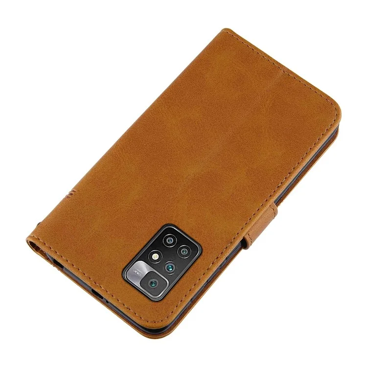 Lines Ammium PU PU Leder Brieftasche Ständer Flip Protective Phone Hülle Mit Handgelenkriemen Für Xiaomi Redmi Note 11 4G (mediatek)/10 4G (2021)/10 2022 4G/10 Prime - Gelb