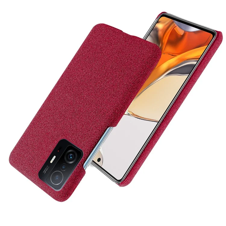 Coque de téléphone en plastique enduit de tissu KSQ Durable pour Xiaomi 11T Pro / Xiaomi 11T - Rouge