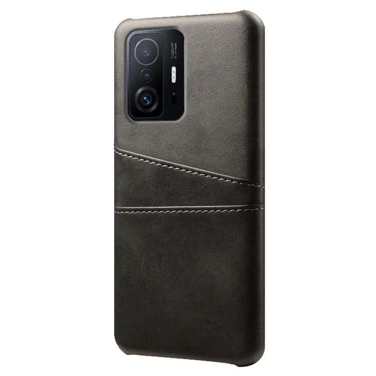 KSQ PU Leather + PC Anti-Scratch Hard Case with Dual Card Slots for Xiaomi 11T Pro / Xiaomi 11T - Black