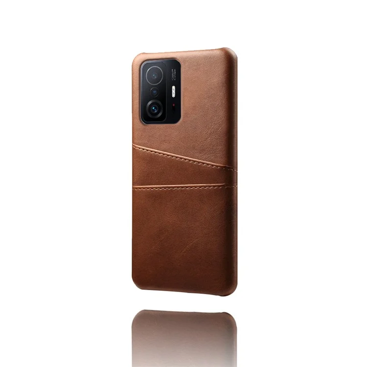 KSQ PU Leather + PC Anti-arranhão de Capa Dura Com Slots de Cartão Duplo Para Xiaomi 11t Pro / Xiaomi 11t - Rosa