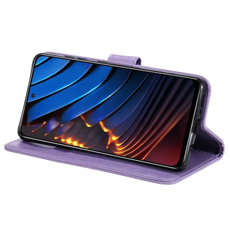 Imprinted Mandala Flower Handy Strap Stylish Anti-drop Wallet Stand Leather Phone Case Cover Shell for Xiaomi Poco X3 GT/Redmi Note 10 Pro 5G (China) - Purple