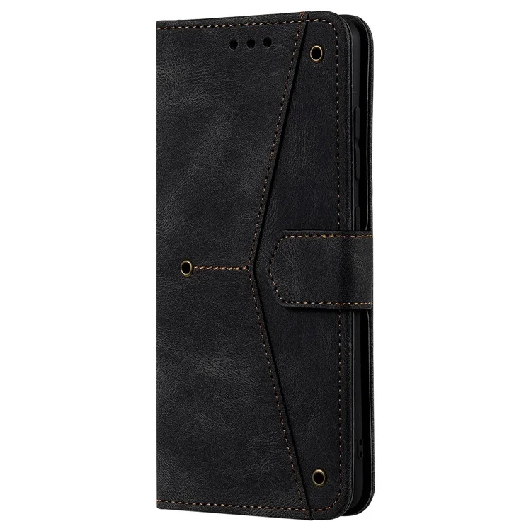 Spleißen Nähen Hauttouch Mit Zweiseitigem Magnetverschluss Anti-fall-pu-leder + Tpu-stand Wallet-telefonhülle Für Xiaomi Redmi Note 11 5G (China) (mediatek)/note 11s 5G/Note 11t 5G - Schwarz