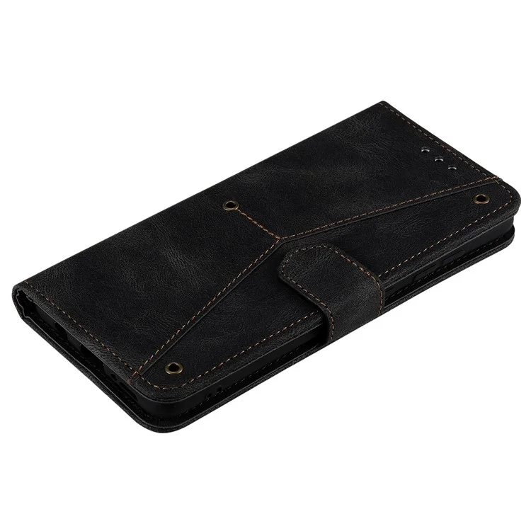 Spleißen Nähen Hauttouch Mit Zweiseitigem Magnetverschluss Anti-fall-pu-leder + Tpu-stand Wallet-telefonhülle Für Xiaomi Redmi Note 11 5G (China) (mediatek)/note 11s 5G/Note 11t 5G - Schwarz