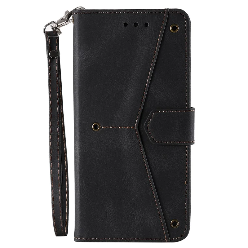 Costura de Emenda Tocada na Pele Sentindo Proteção PU Capa PU Capa Interior TPU Caixa de Telefone Com Carteira de Suporte Para Xiaomi Redmi Note 11 Pro 5G (China) (MediaTek) / Nota 11 Pro+ 5g - Preto