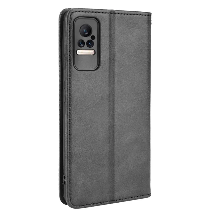 Fashionable Retro Textured Surface Shockproof Phone Leather Case Wallet Stand Cover for Xiaomi Civi - Black