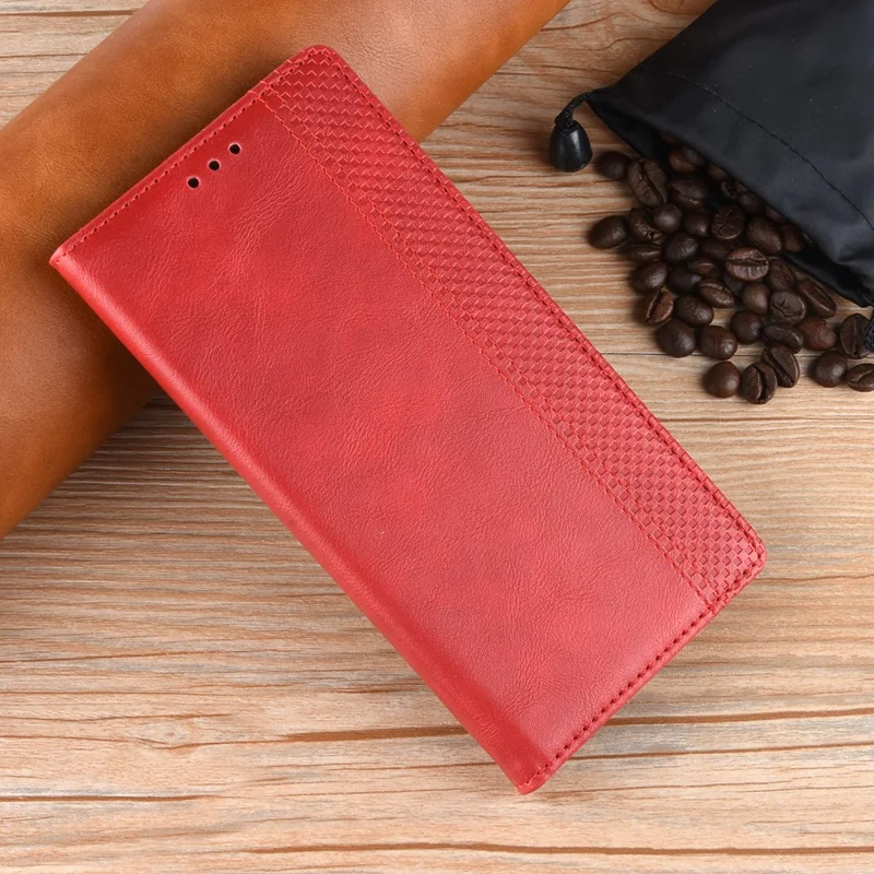 Fashionable Retro Textured Surface Shockproof Phone Leather Case Wallet Stand Cover for Xiaomi Civi - Red