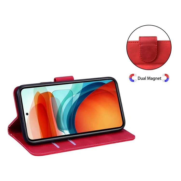 Funda de teléfono de piel de poliuretano con cierre magnético, patrón de mariposa grande, impresión antirrayaduras y sensación táctil para Xiaomi 11T / Xiaomi 11T Pro - Rojo
