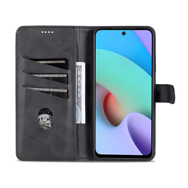 AZNS Premium PU Leather Wallet Stand Magnetic Closure Protective Flip Phone Cover for Xiaomi 11T / 11T Pro - Black