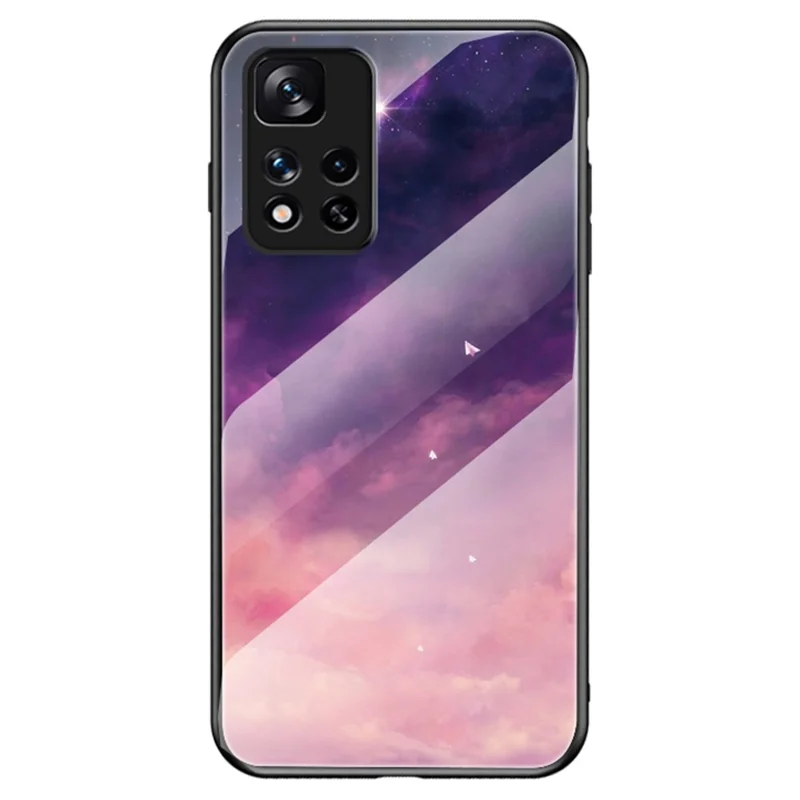 Starry Sky Pattern Design Tempered Glass Back Soft TPU Shock Absorption Protective Case for Xiaomi Redmi Note 11 Pro 5G (China) (MediaTek)/Note 11 Pro+ 5G - Dream Starry Sky