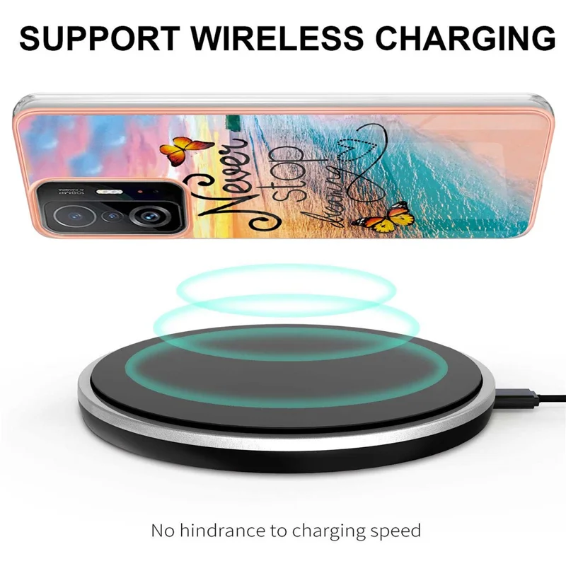 Marble Design IMD IML Electroplating Soft Touch Anti-fingerprint Durable TPU Phone Cover for Xiaomi 11T/11T Pro - Never Stop Dreaming