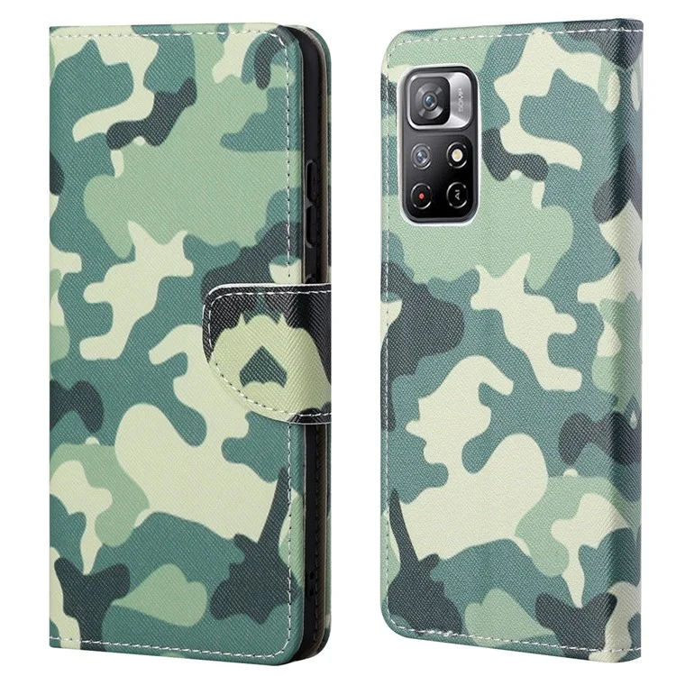 Muster Druckphone Hülle Kratzfestes Kreuztextur PU Leder Brieftasche Design Cover Mit Stand Für Xiaomi Redmi Hinweis 11 5G (China) (mediatek)/redmi Note 11t 5G/Redmi Note 11s 5G - Tarnung