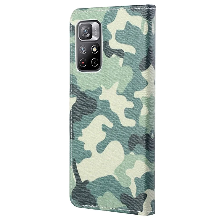 Muster Druckphone Hülle Kratzfestes Kreuztextur PU Leder Brieftasche Design Cover Mit Stand Für Xiaomi Redmi Hinweis 11 5G (China) (mediatek)/redmi Note 11t 5G/Redmi Note 11s 5G - Tarnung