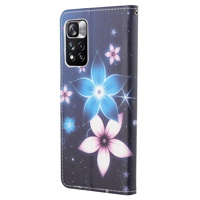 Cross Texture PU Leather Wallet Case Stand Flip 3D Pattern Printing Shockproof Protective Cover for Xiaomi Redmi Note 12 Pro 4G / 11 Pro 4G (MediaTek) / Note 11 Pro 5G (Qualcomm) - Flower