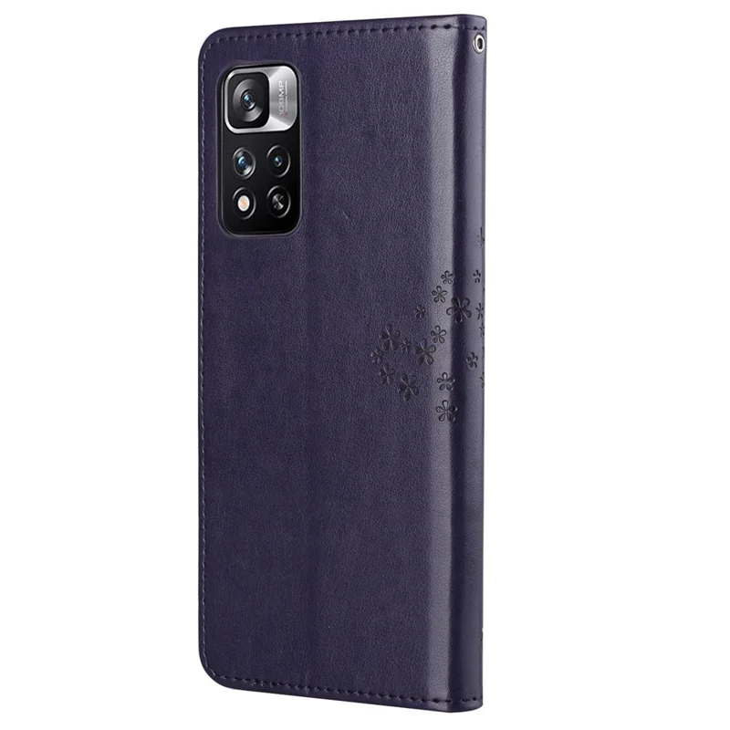 Fashionable Flip Phone Cover Owl Tree Imprint Well-Protected Anti-Drop Stylish Leather Wallet Phone Case Shell with Stand for Xiaomi Redmi Note 12 Pro 4G / 11 Pro 4G (MediaTek) / Note 11 Pro 5G (Qualcomm) - Dark Purple