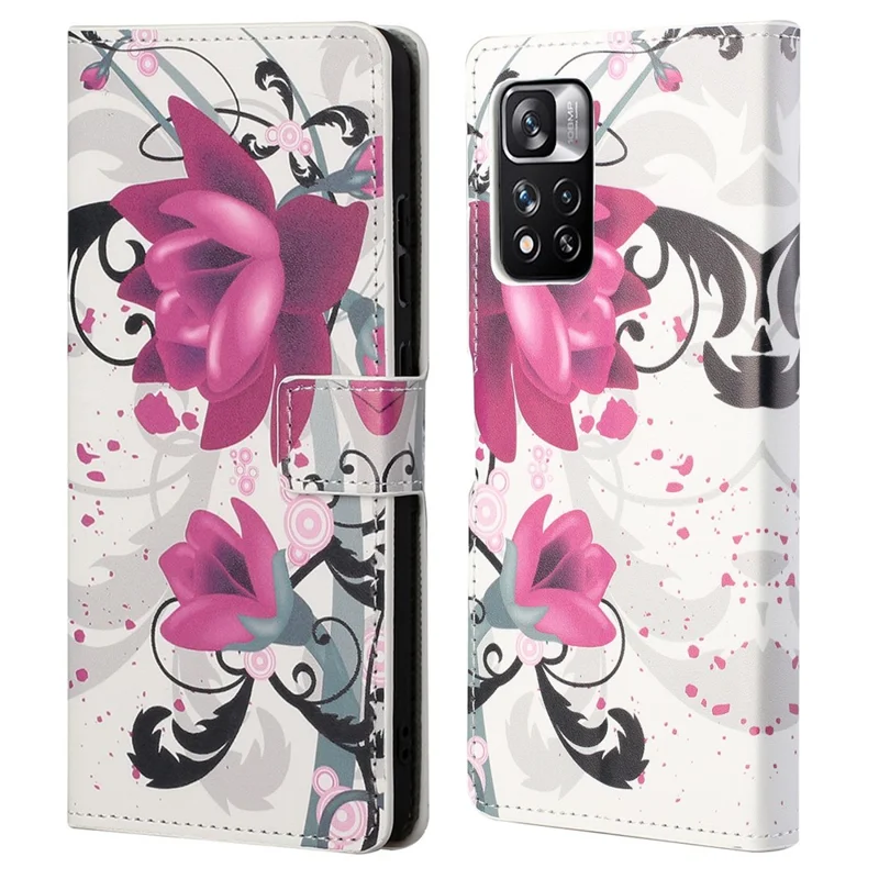 Pattern Printing PU Leather Wallet Case Stand Feature Magnetic Flip Cover for Xiaomi Redmi Note 12 Pro 4G / 11 Pro 4G (MediaTek) / Note 11 Pro 5G (Qualcomm) - Flowers