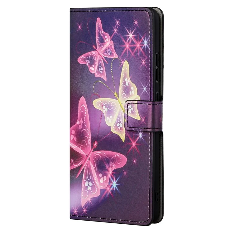 Pattern Printing PU Leather Wallet Case Stand Feature Magnetic Flip Cover for Xiaomi Redmi Note 12 Pro 4G / 11 Pro 4G (MediaTek) / Note 11 Pro 5G (Qualcomm) - Sparkle Butterflies