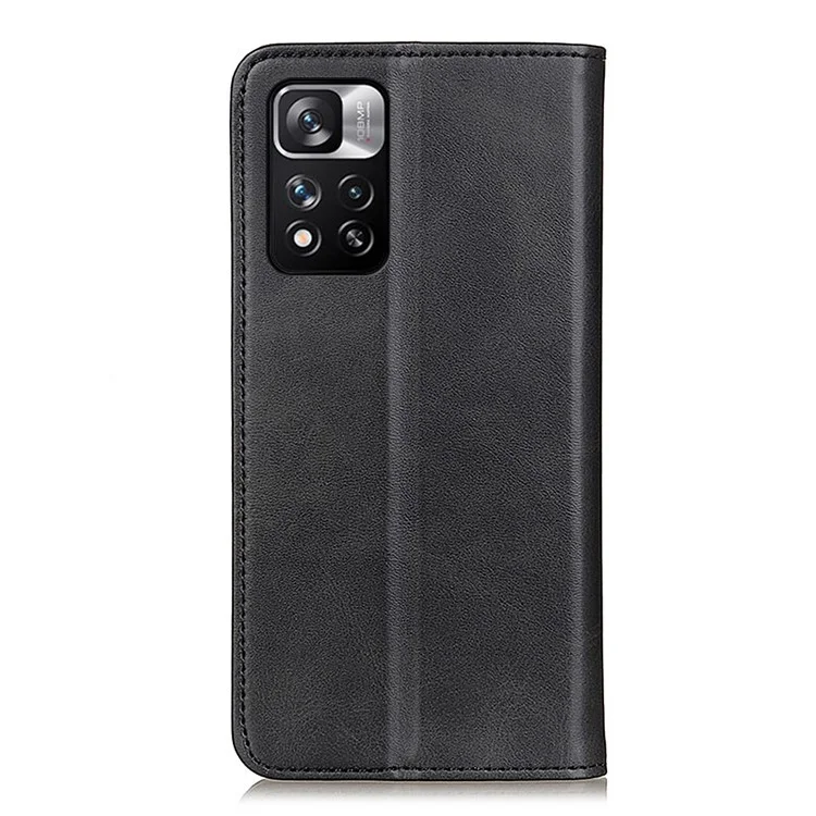 Tampa de Couro Dividida Automaticamente Absorvida Automaticamente + TPU Stand Stand Tampa Proteção Casa Para Xiaomi Redmi Nota 11 Pro 5G (China) (MediaTek)/11 Pro + 5g - Preto