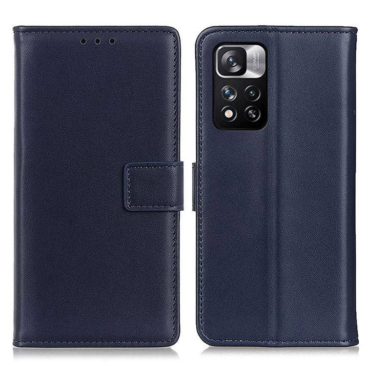 For Xiaomi Redmi Note 11 Pro 5G (China) (MediaTek)/11 Pro+ 5G Folio Flip Stand Design Anti-fall PU Leather Wallet Phone Case Shell - Blue
