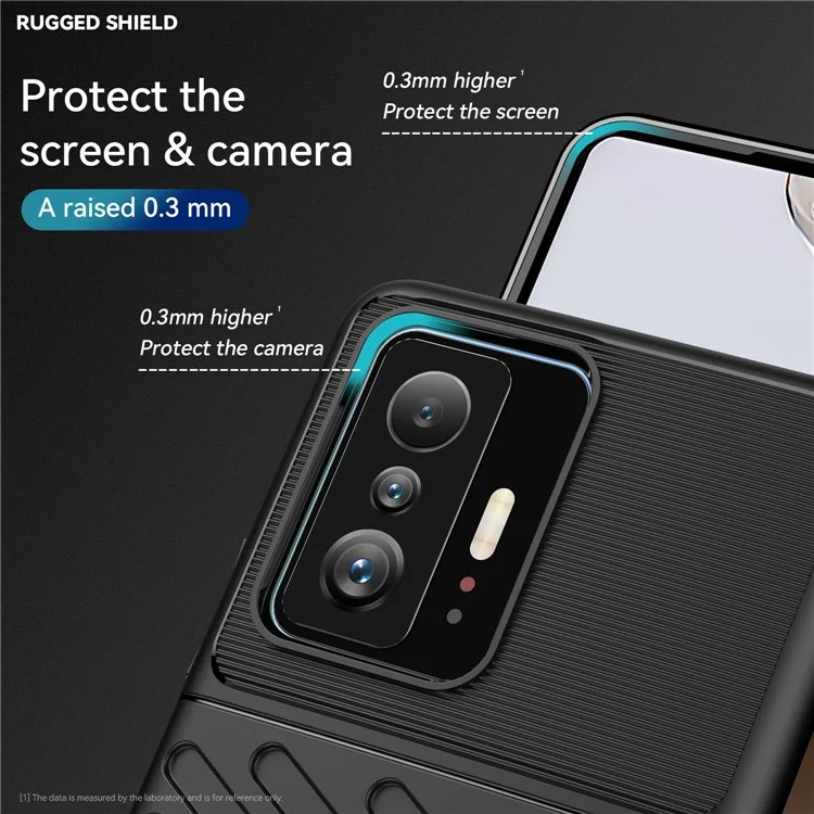 Conception de la Série Thunder Série Twill Épaissie de TPU Anti-fingerprint Back Phone Cover Pour Xiaomi 11T / 11t Pro - le Noir