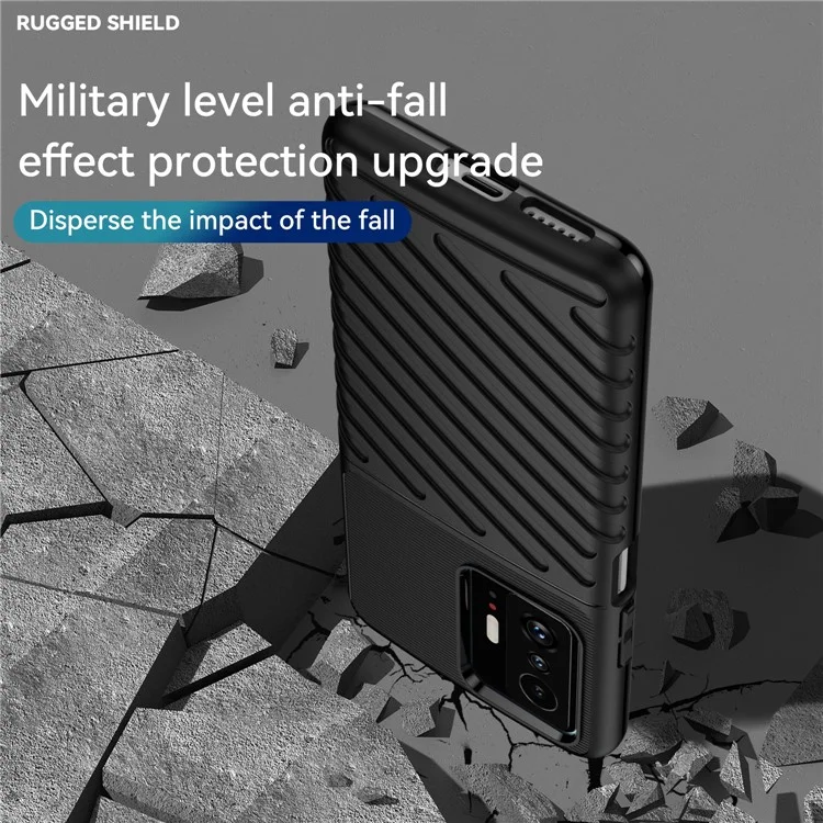 Conception de la Série Thunder Série Twill Épaissie de TPU Anti-fingerprint Back Phone Cover Pour Xiaomi 11T / 11t Pro - le Noir