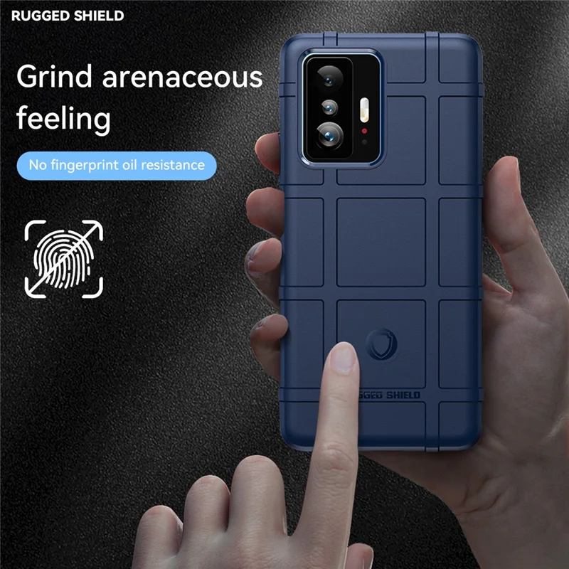 Rugged Square Grid Design Soft TPU Non-Slip Protective Phone Case for Xiaomi 11T / 11T Pro - Blue