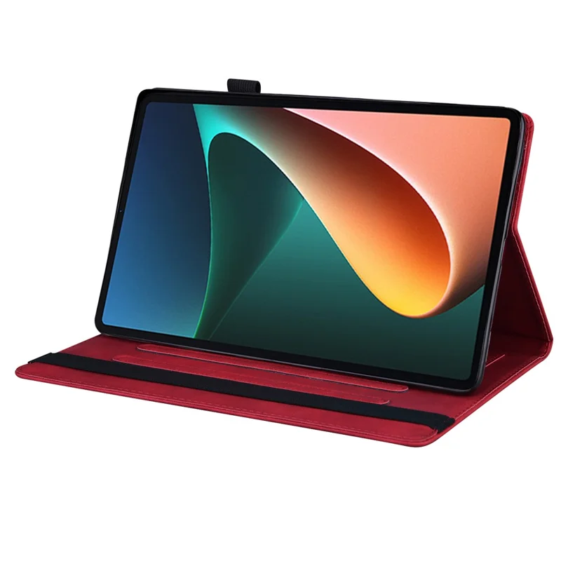 Front Pocket Design Business Style PU Leather Well-protected Anti-scratch Wallet Stand Tablet Case for Xiaomi Pad 5/5 Pro - Red