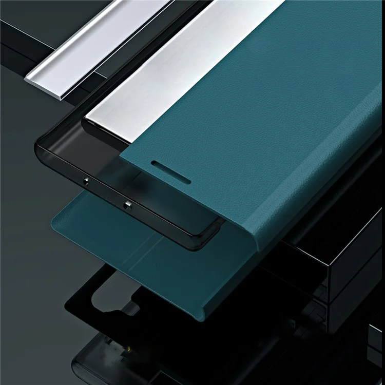 Diseño de ventana de visualización Diseño de soporte Funda de teléfono de cuero para Xiaomi Redmi Note 11 Pro+ 5G/Redmi Note 11 Pro 5G (China) (MediaTek) - Verde