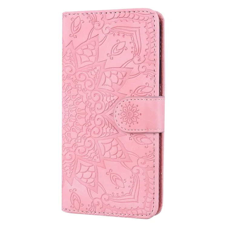 Blumen-Telefonhülle mit Prägung, kratzfest, stoßfest, mit Wallet-Design und Ständer für Xiaomi Redmi Note 11 5G (China) (MediaTek)/Redmi Note 11T 5G/Redmi Note 11S 5G - Pink