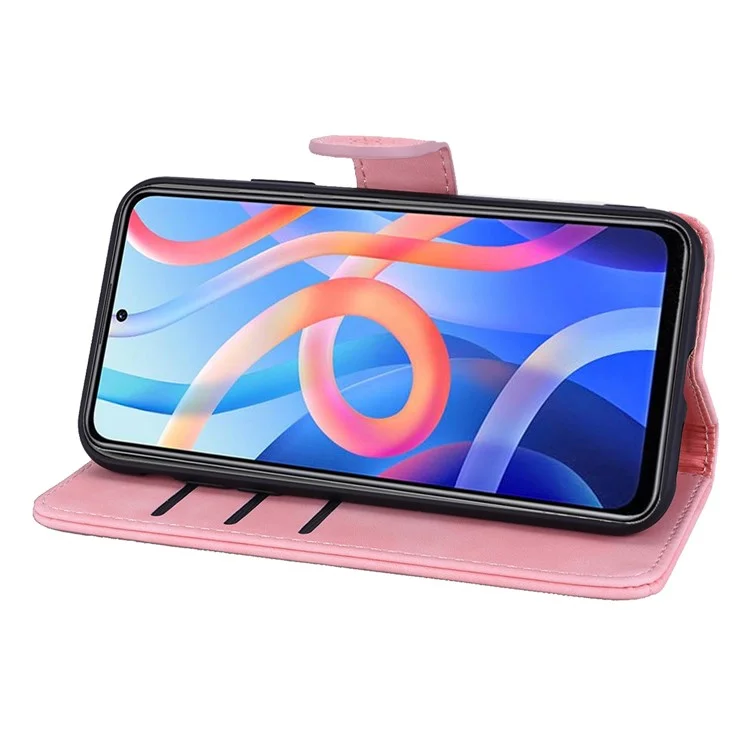 Blumen-Telefonhülle mit Prägung, kratzfest, stoßfest, mit Wallet-Design und Ständer für Xiaomi Redmi Note 11 5G (China) (MediaTek)/Redmi Note 11T 5G/Redmi Note 11S 5G - Pink
