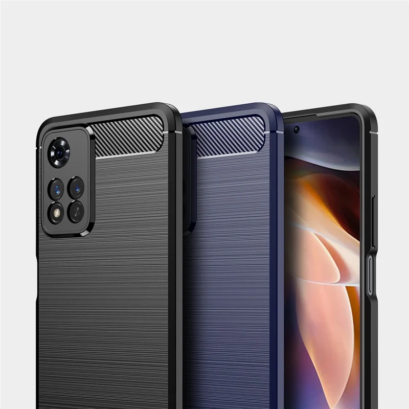 Carbon Fiber Brushed Style Soft TPU Slim Light Anti-slip Scratch-resistant Back Cover Shell for Xiaomi Redmi Note 11 Pro 5G (China) (MediaTek)/Note 11 Pro+ 5G - Black