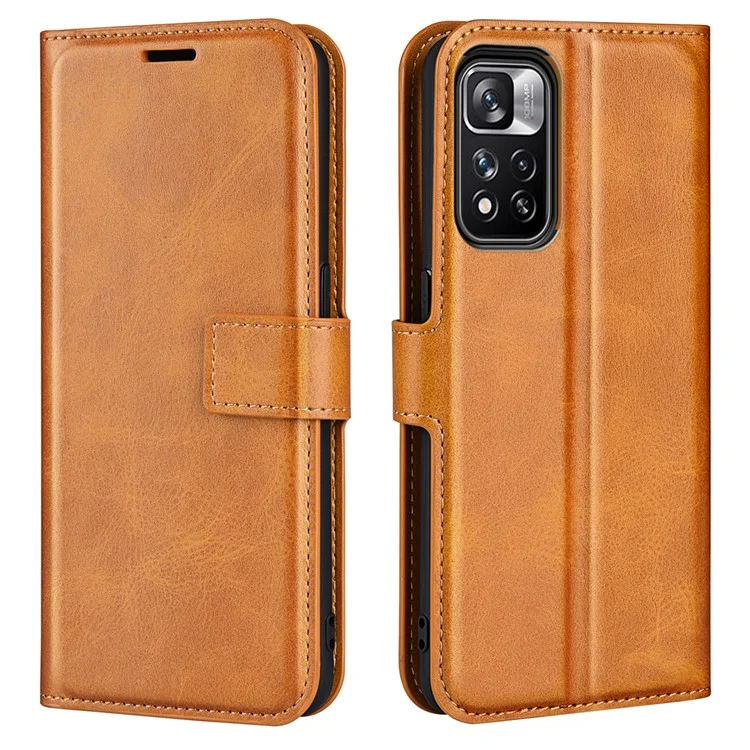 PU Leder Magnetic Wallet Stand Hülle Stoßdichter TPU Innenschutz Flip -abdeckung Für Xiaomi Redmi Note 11 Pro+ 5G/Redmi Note 11 Pro 5G (China) (mediatek) - Gelb