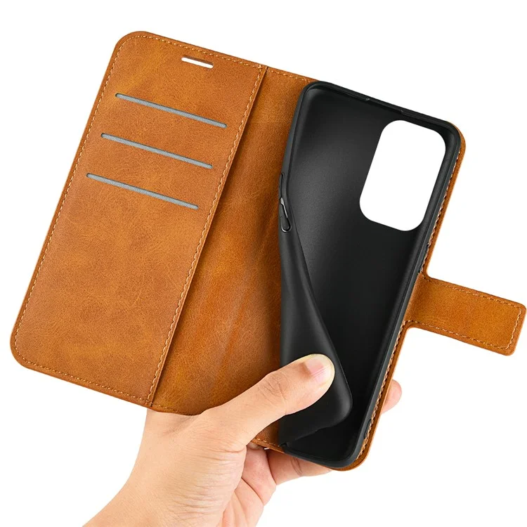 PU Leder Magnetic Wallet Stand Hülle Stoßdichter TPU Innenschutz Flip -abdeckung Für Xiaomi Redmi Note 11 Pro+ 5G/Redmi Note 11 Pro 5G (China) (mediatek) - Gelb