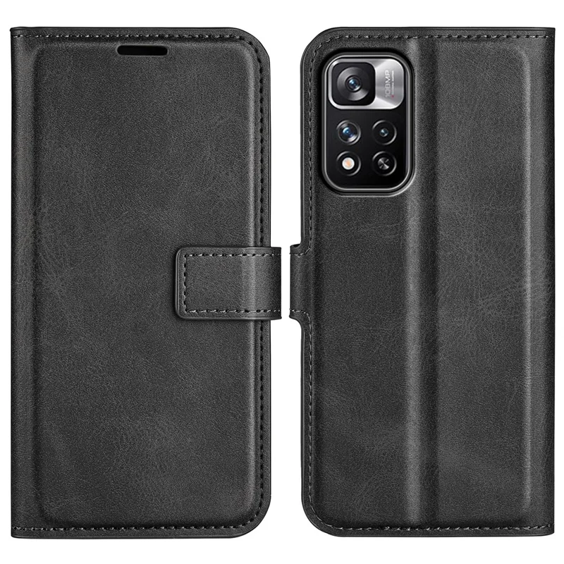PU Leather Magnetic Wallet Stand Case Shockproof TPU Interior Protective Flip Cover for Xiaomi Redmi Note 11 Pro+ 5G/Redmi Note 11 Pro 5G (China) (MediaTek) - Black