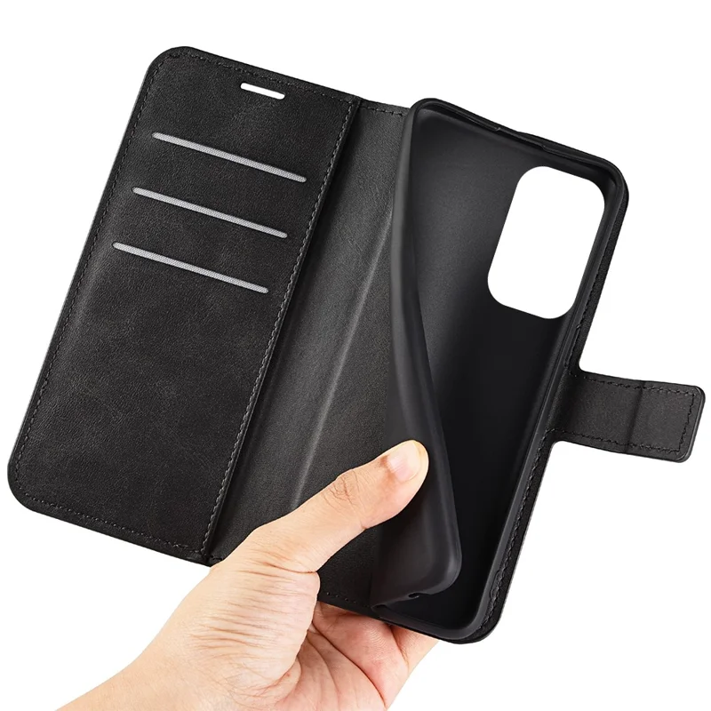 PU Leather Magnetic Wallet Stand Case Shockproof TPU Interior Protective Flip Cover for Xiaomi Redmi Note 11 Pro+ 5G/Redmi Note 11 Pro 5G (China) (MediaTek) - Black