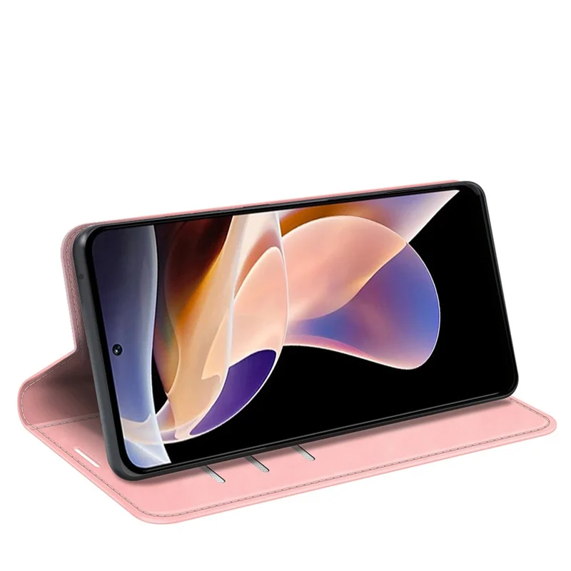 Portafoglio in Pelle PU Skin-Touch Case di Assorbimento Magnetico Coperchio Protettivo Per il Folio Per Xiaomi Redmi Note 11 Pro+ 5G/Redmi Note 11 Pro 5G (cina) (MediaTek) - Rosa