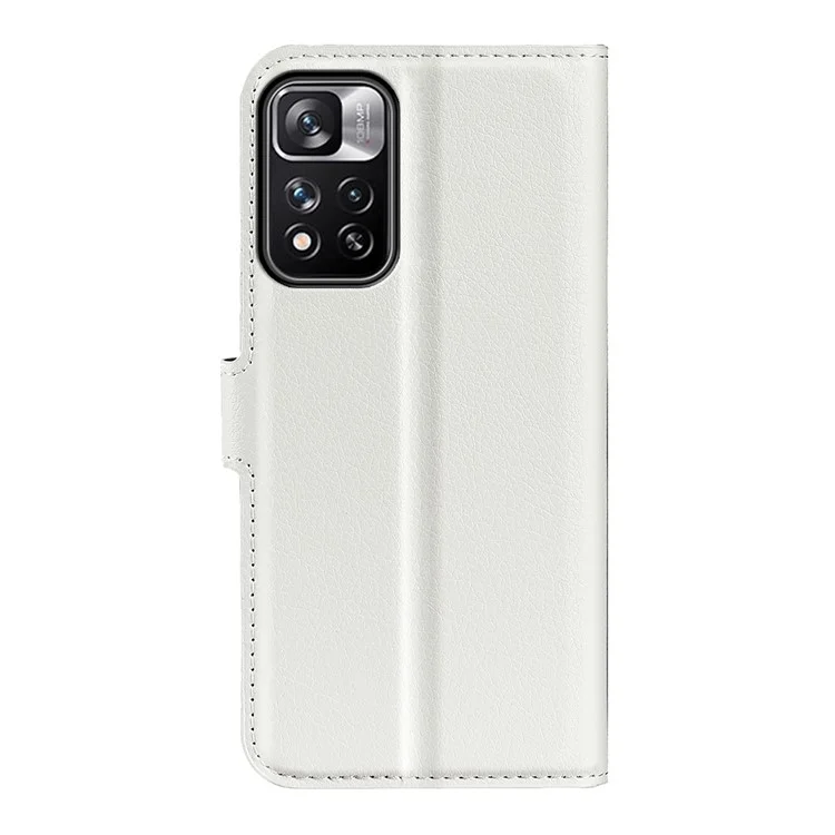 Litchi Texture PU Leather Magnetic Flip Wallet Phone Case Full Body Protection Stand Protective Cover for Xiaomi Redmi Note 11 Pro+ 5G/Redmi Note 11 Pro 5G (China) (MediaTek) - White