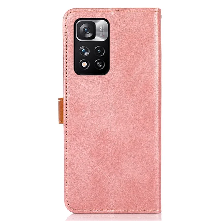 Khazneh Magnetic Golden Clasp Leather Cover Cover Coall Flip Phone Case Для Xiaomi Redmi Примечание 11 Pro 5G (китай) (MediaTek)/11 Pro+ 5G - Розовое Золото