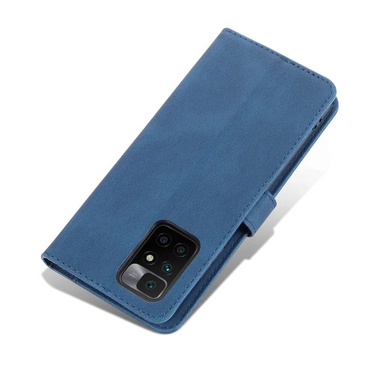 AZNS Wallet Stand Leather Case Folio Flip Phone Case Protector for Xiaomi Redmi Note 11 4G (MediaTek)/10 4G (2021)/10 2022 4G/10 Prime - Blue