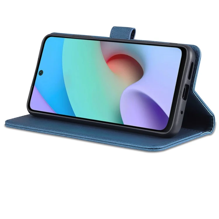 AZNS Wallet Stand Leather Case Folio Flip Phone Case Protector for Xiaomi Redmi Note 11 4G (MediaTek)/10 4G (2021)/10 2022 4G/10 Prime - Blue
