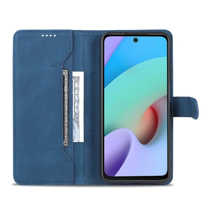 AZNS Wallet Stand Leather Case Folio Flip Phone Case Protector for Xiaomi Redmi Note 11 4G (MediaTek)/10 4G (2021)/10 2022 4G/10 Prime - Blue