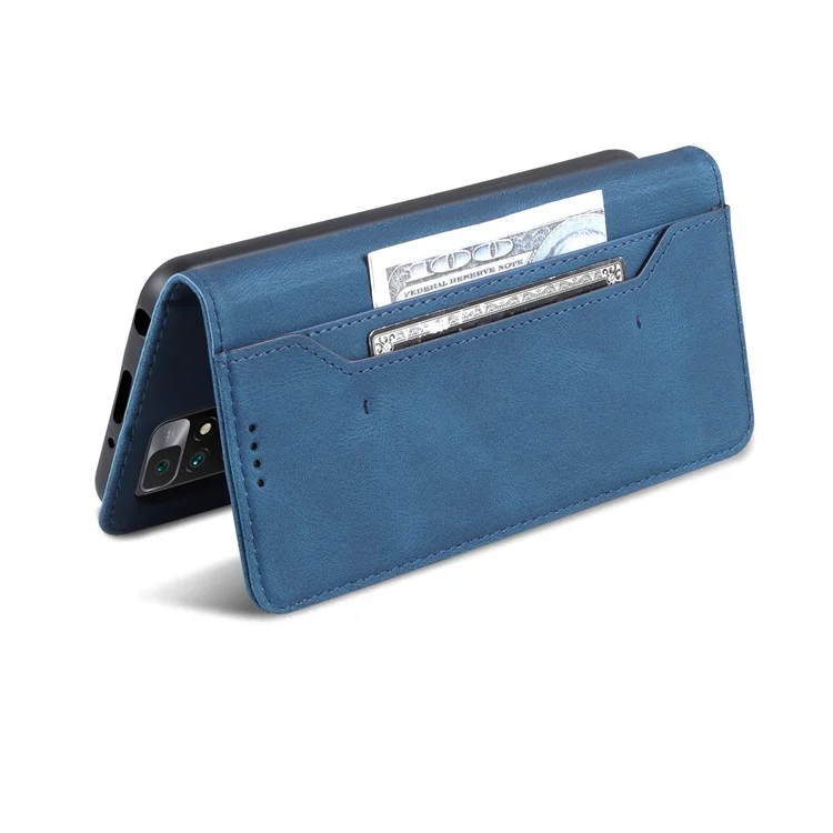 AZNS Wallet Stand Leather Case Folio Flip Phone Case Protector for Xiaomi Redmi Note 11 4G (MediaTek)/10 4G (2021)/10 2022 4G/10 Prime - Blue