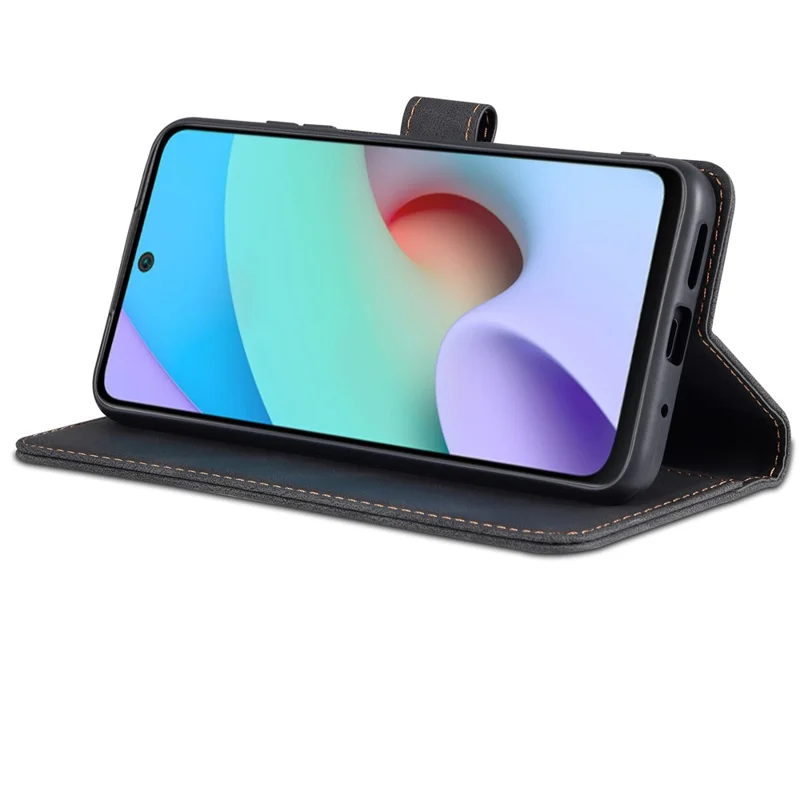 AZNS Wallet Stand Leather Case Folio Flip Phone Case Protector for Xiaomi Redmi Note 11 4G (MediaTek)/10 4G (2021)/10 2022 4G/10 Prime - Black