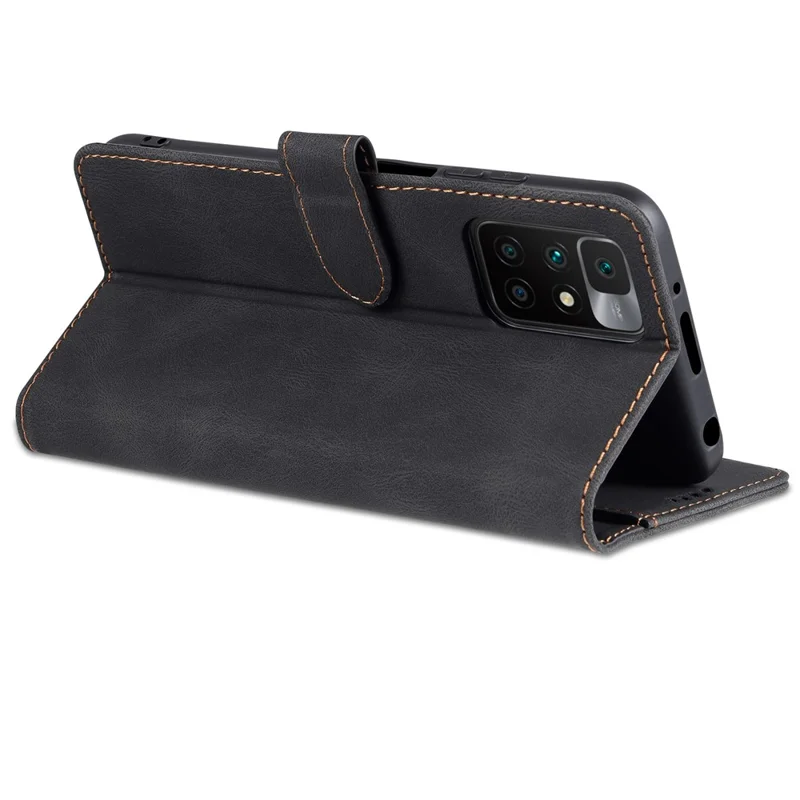 AZNS Wallet Stand Leather Case Folio Flip Phone Case Protector for Xiaomi Redmi Note 11 4G (MediaTek)/10 4G (2021)/10 2022 4G/10 Prime - Black