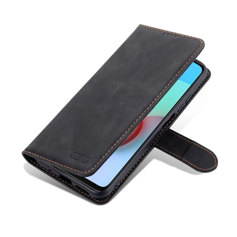 AZNS Wallet Stand Leather Case Folio Flip Phone Case Protector for Xiaomi Redmi Note 11 4G (MediaTek)/10 4G (2021)/10 2022 4G/10 Prime - Black