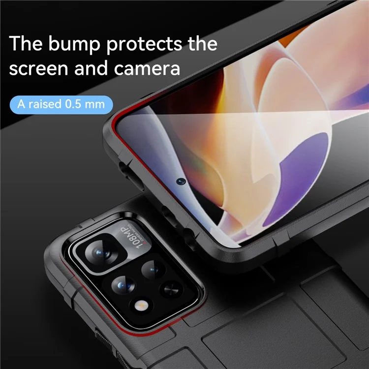Anti-scratch Phone Case Rugged Square Grid Design Thickened TPU Phone Back Cover for Xiaomi Redmi Note 11 Pro 5G (China) (MediaTek)/Note 11 Pro+ 5G - Black