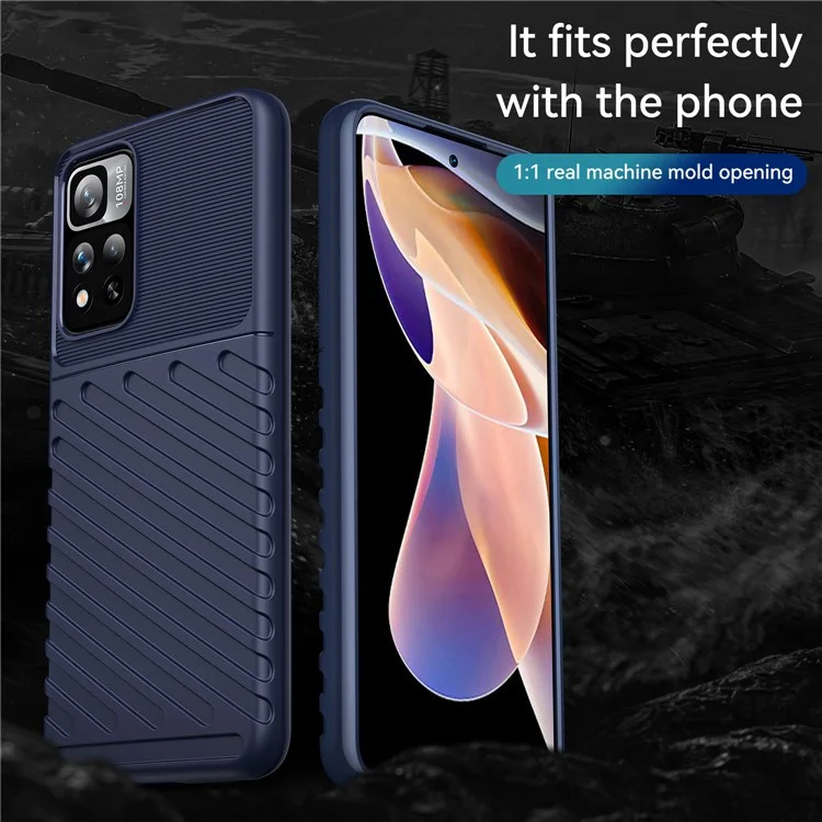 Thunder Series Twill Texture Anti-pingerprint Soft TPU TPU Hochopport Anti-scratch Couverture Couverture Pour Xiaomi Redmi Note 11 Pro 5G (chine) (mediatek) / Note 11 Pro + 5G - Bleu