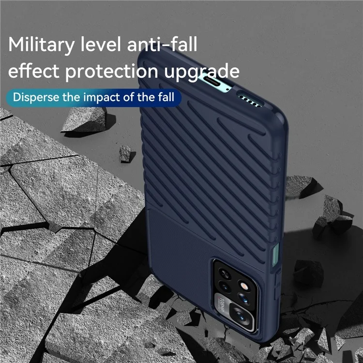 Twill Texture Anti-Fingerprint Soft TPU Cover Case for Xiaomi Redmi Note 11 Pro 5G (China) (Mediatek) / Note 11 Pro+ 5G - Blue