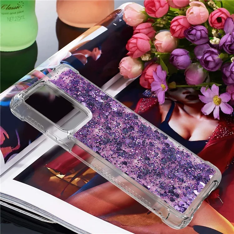 Colorful QuickSand Series Flowing Liquid Liquid Floating TPU Cassa Del Telefono TPU Per Xiaomi 11T / 11t Pro. - Cuori Viola Scuro