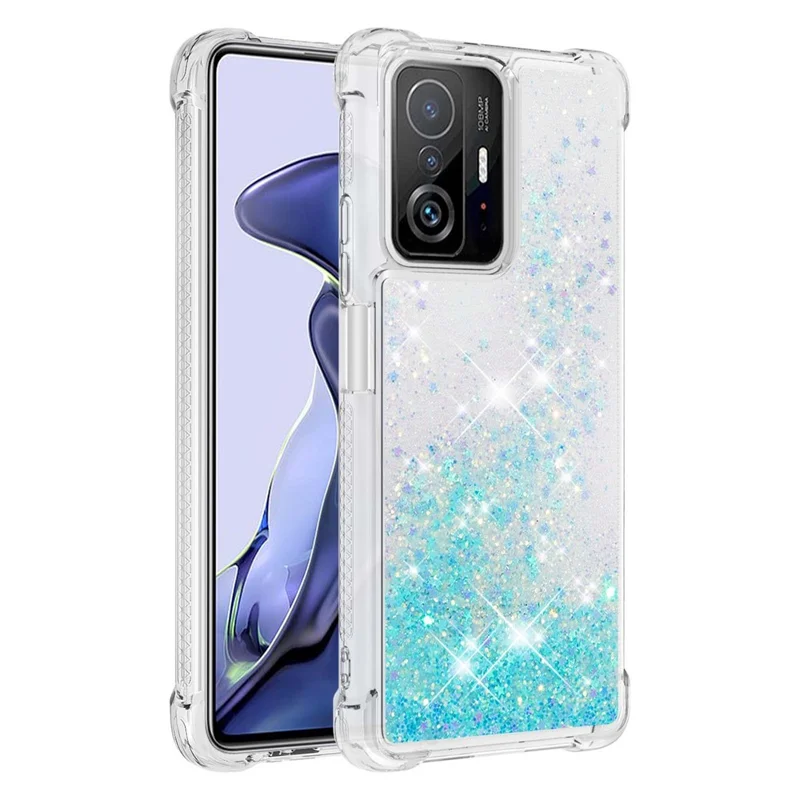 Colorful Quicksand Series Flowing Liquid Floating Soft TPU Phone Case for Xiaomi 11T / 11T Pro - Blue Pentagram